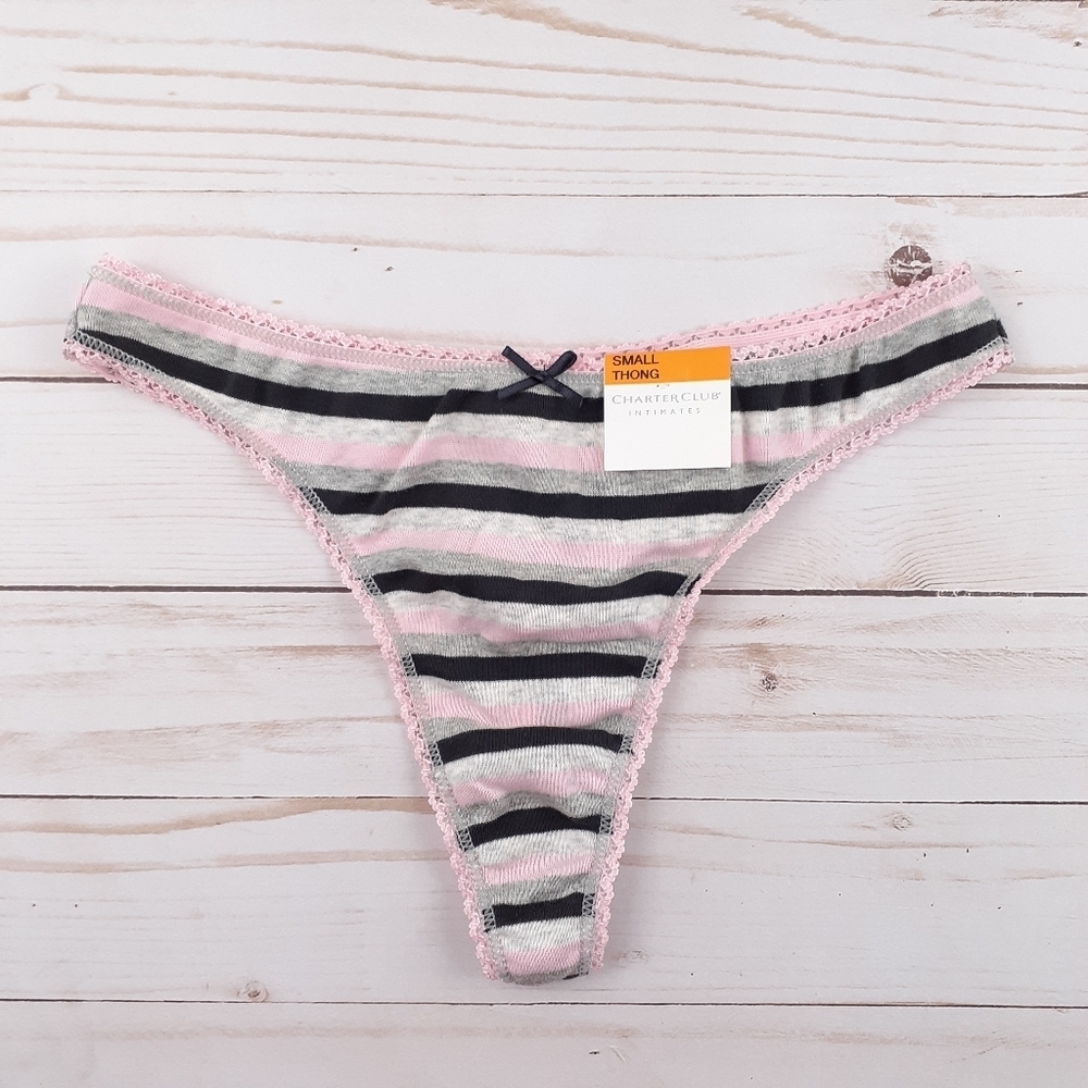 Charter Club Thong S Womens Panties Stripe 150